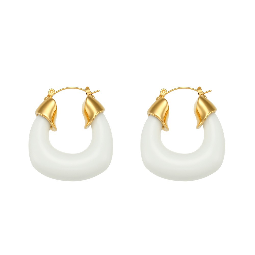 Exaggerated acrylic U-shaped earrings-White
