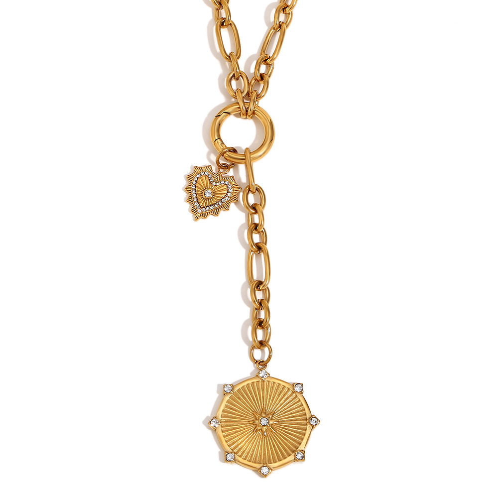 eight-pointed star pendant tassel necklace - gold