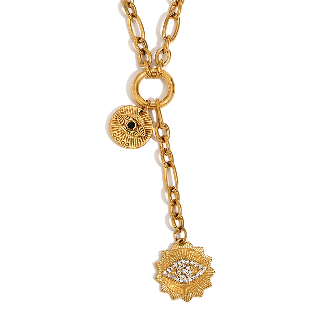 eye pendant tassel necklace-gold