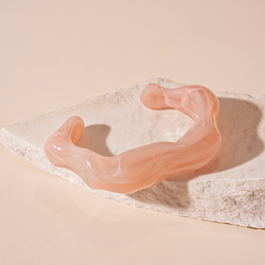 Pink wave open bracelet