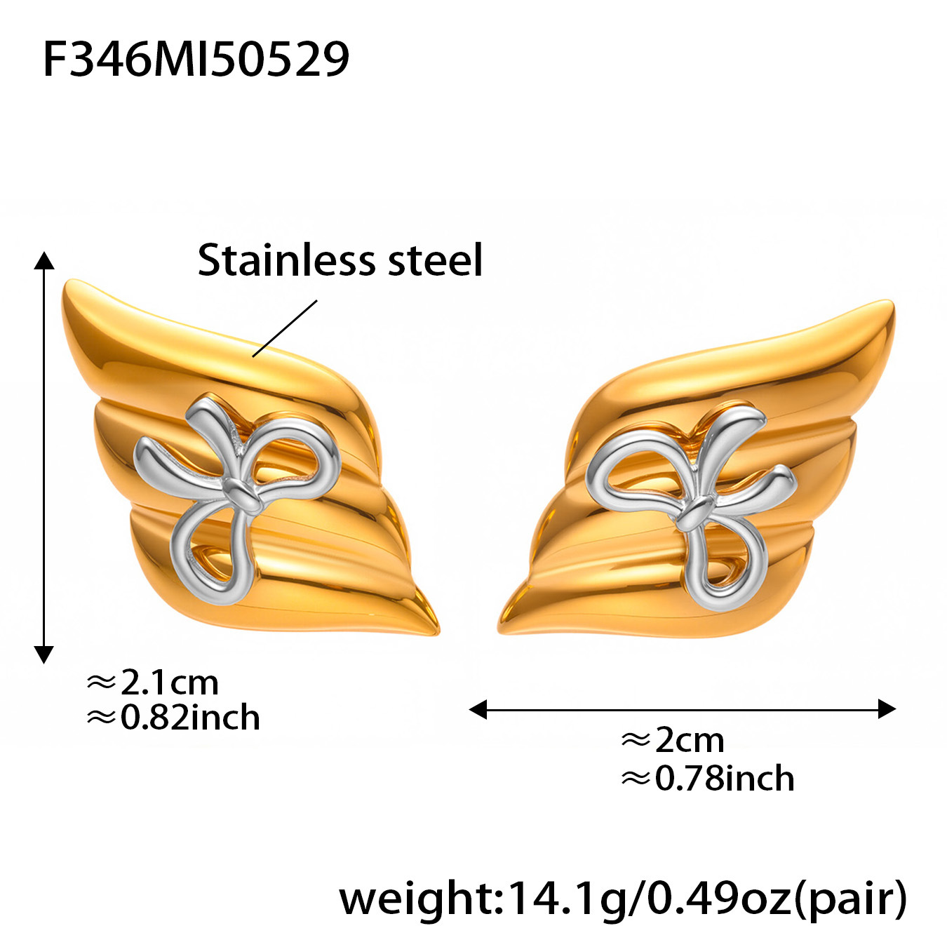 F346-gold bow earrings