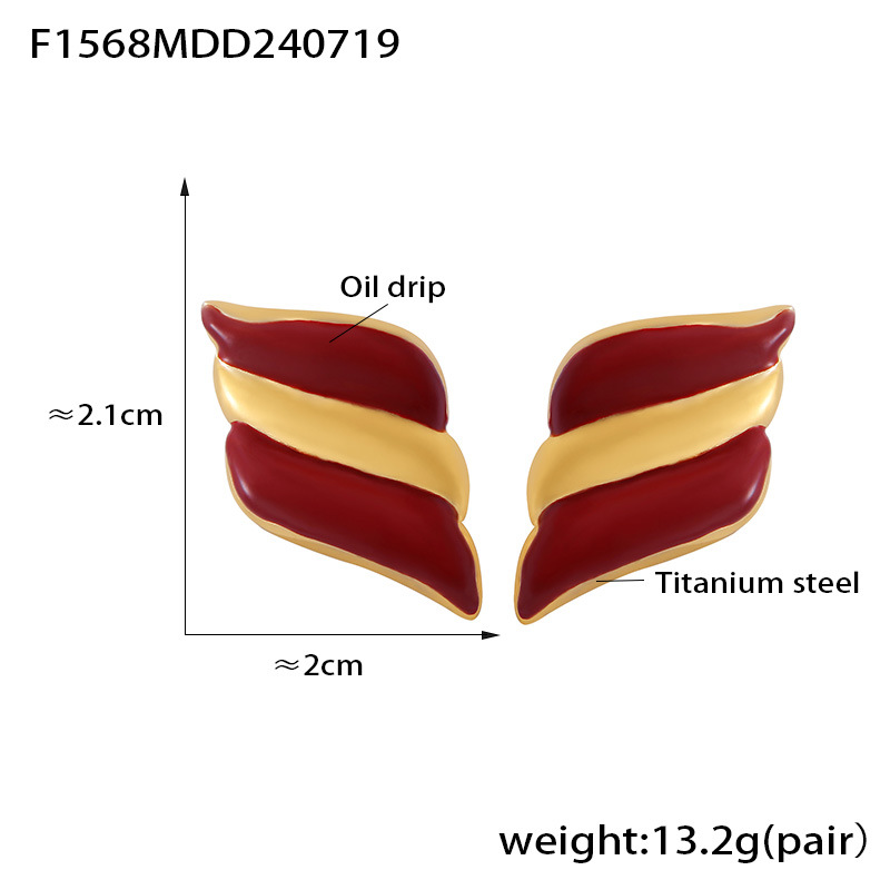 F1568-gold red earrings