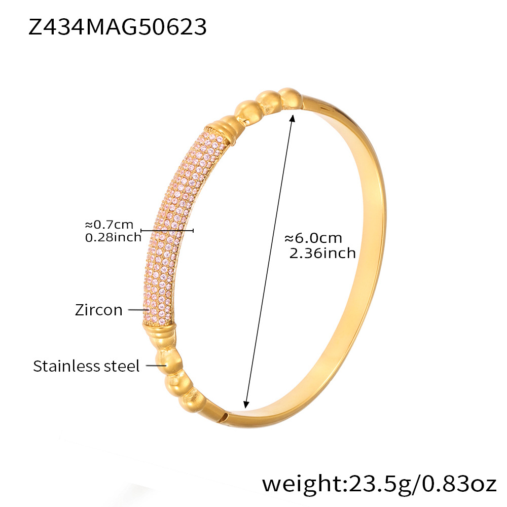 Z434-luxury buckle pink diamond bracelet gold
