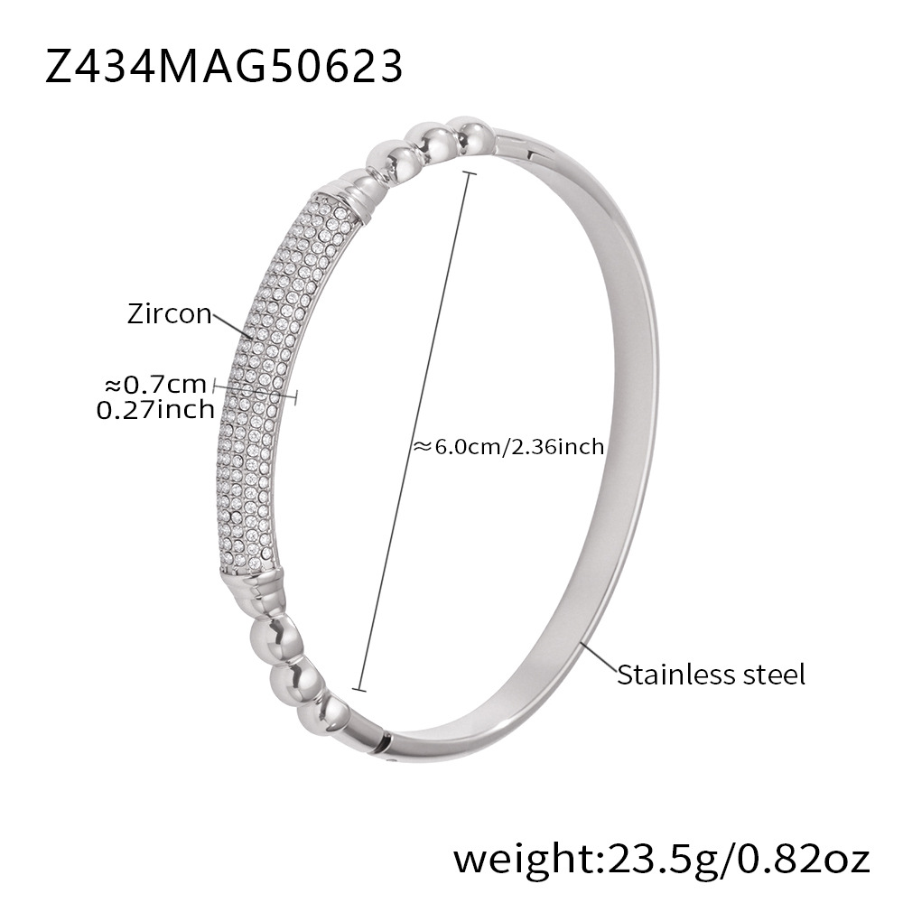 Z434-luxury buckle white diamond bracelet steel color