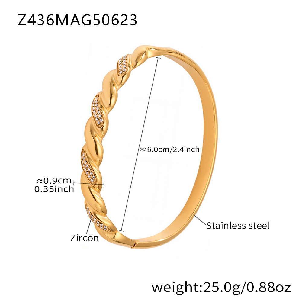 Z436-twist diamond bracelet with golden white diamonds