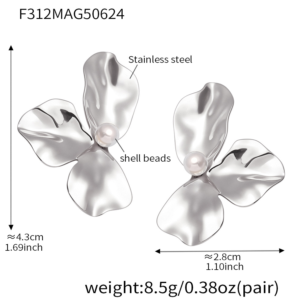 F312-steel color sunflower earrings