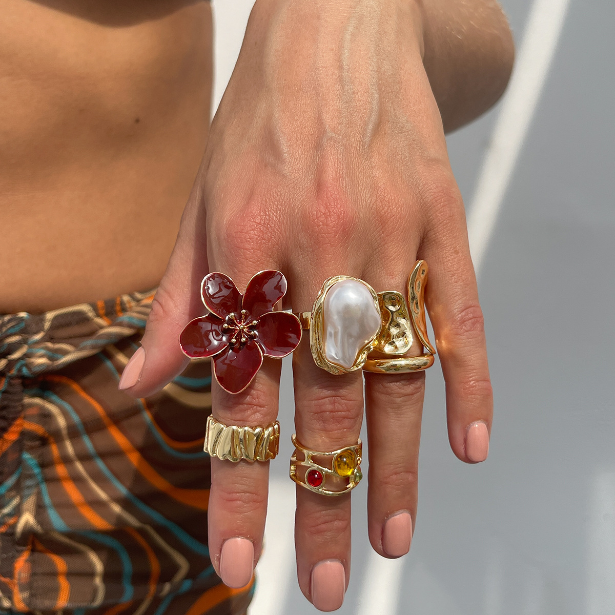 04 light gold   dark red six-piece set 6134
