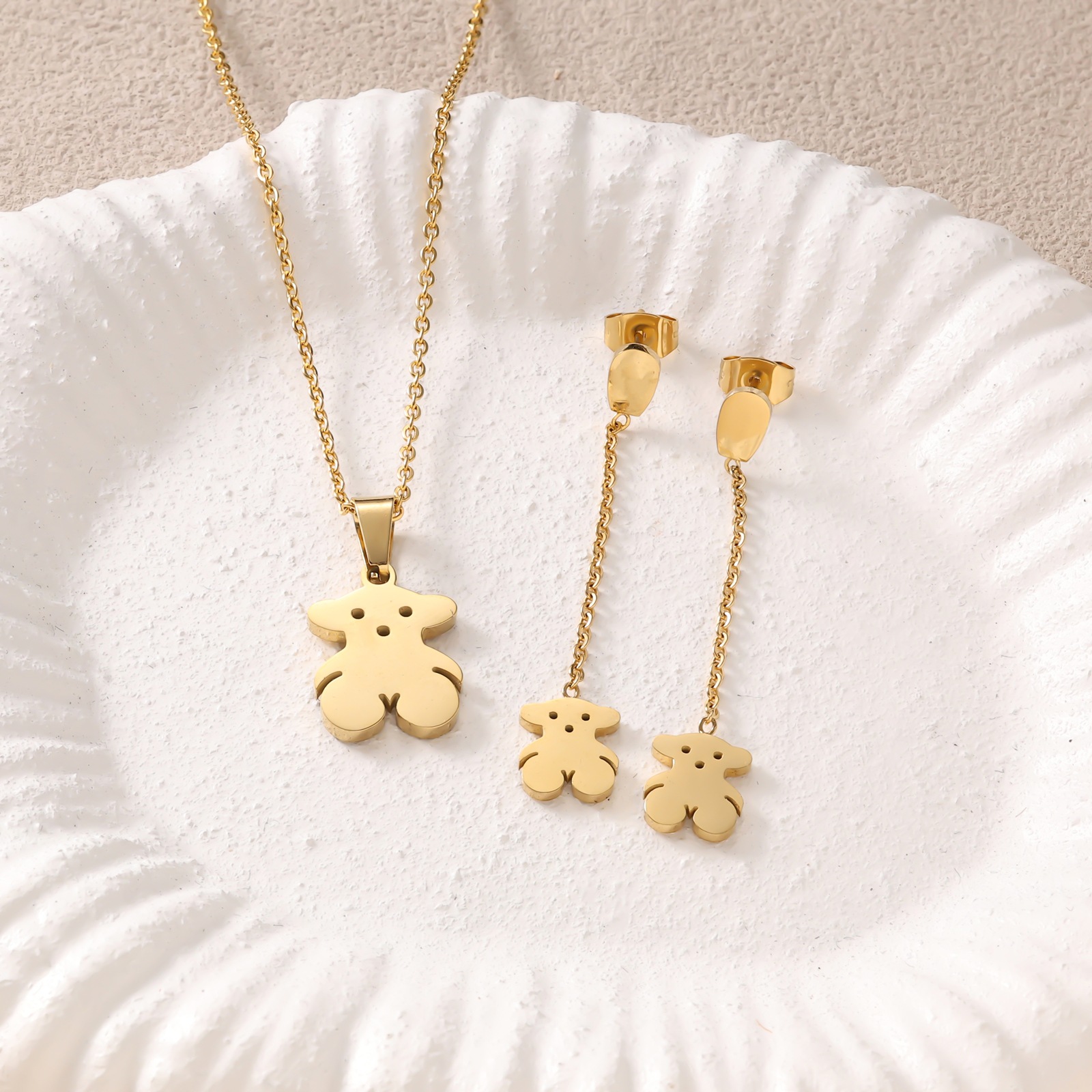 Golden glossy bear set