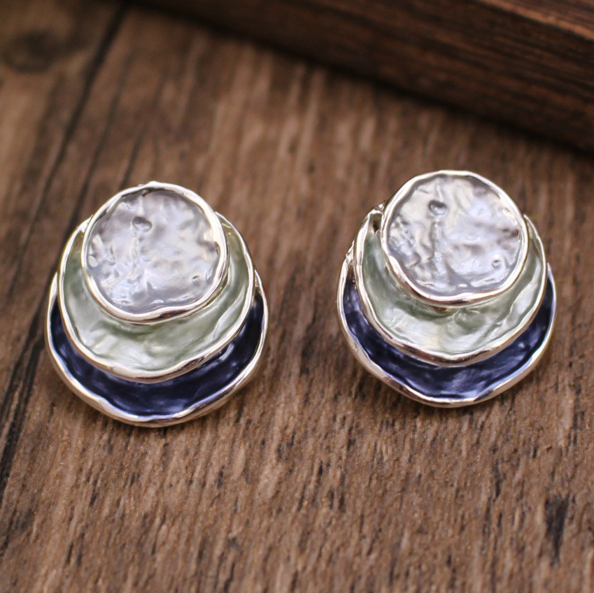 Silver Light Blue Green Ring Set