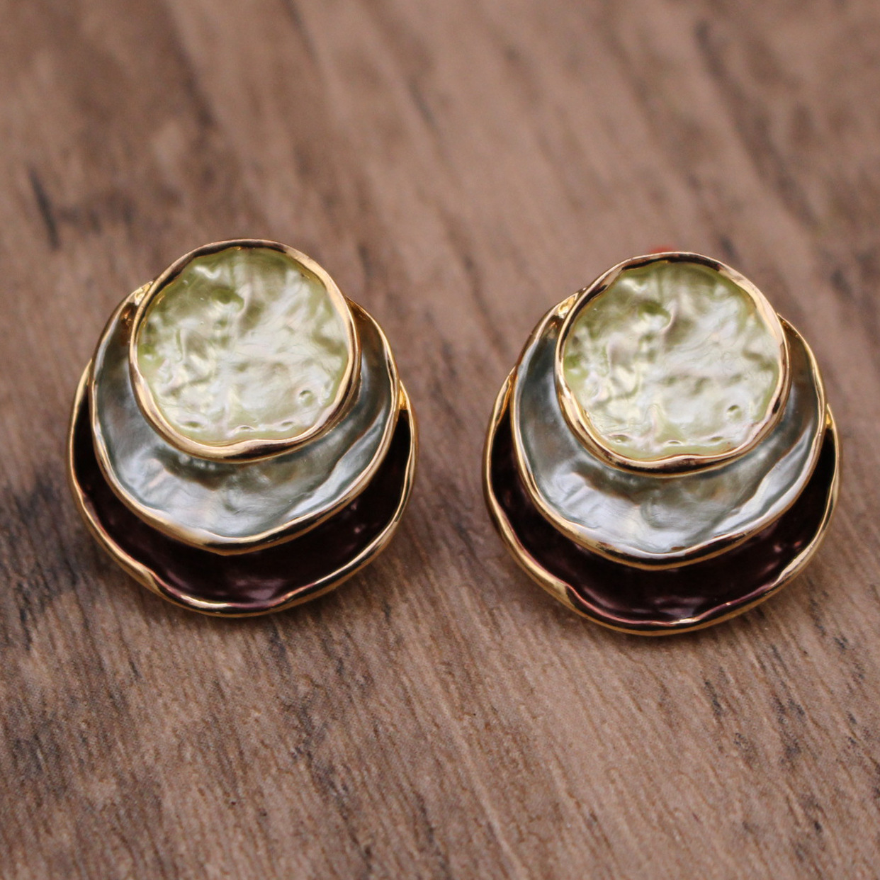 Yellow Light Blue Brown Ring Set