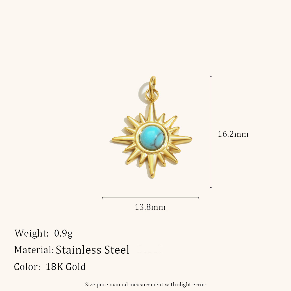 Eight-pointed star turquoise pendant-gold