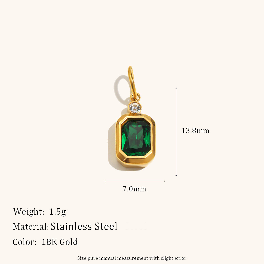 Small square brick zircon pendant-gold