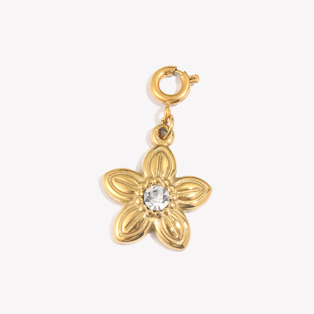 Flower zircon pendant - gold