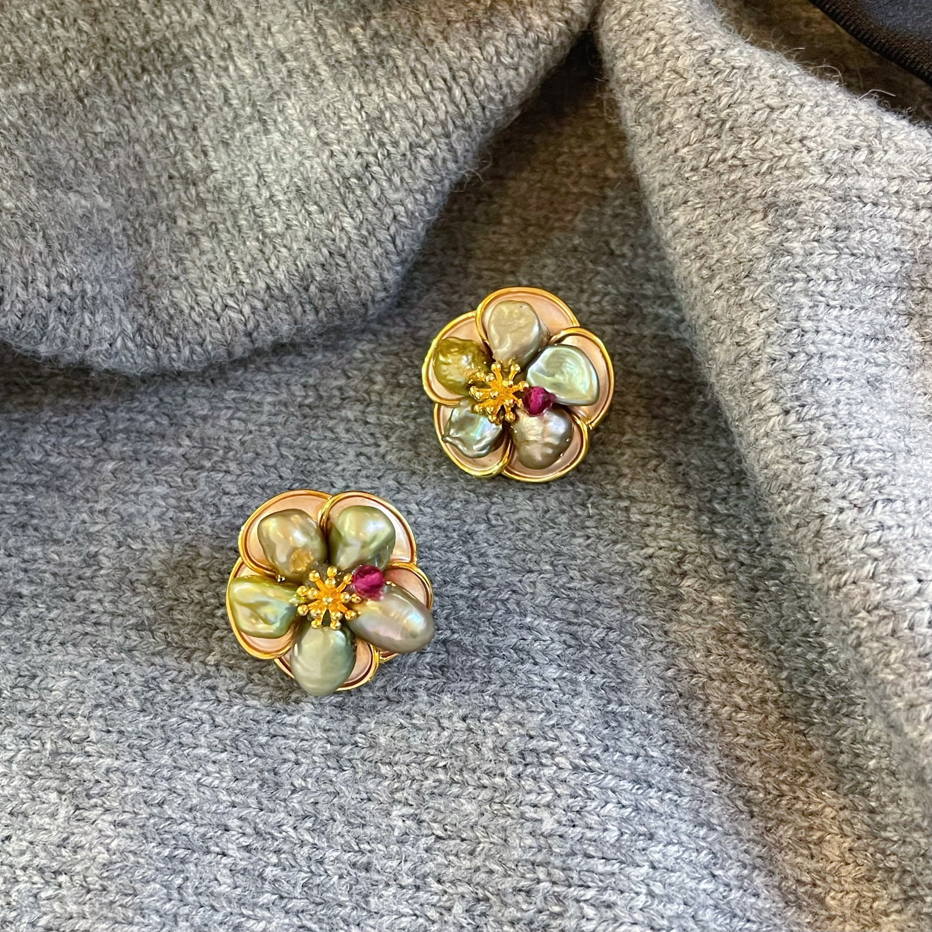 [freshwater pearl + s925 silver needle]: nl08574e