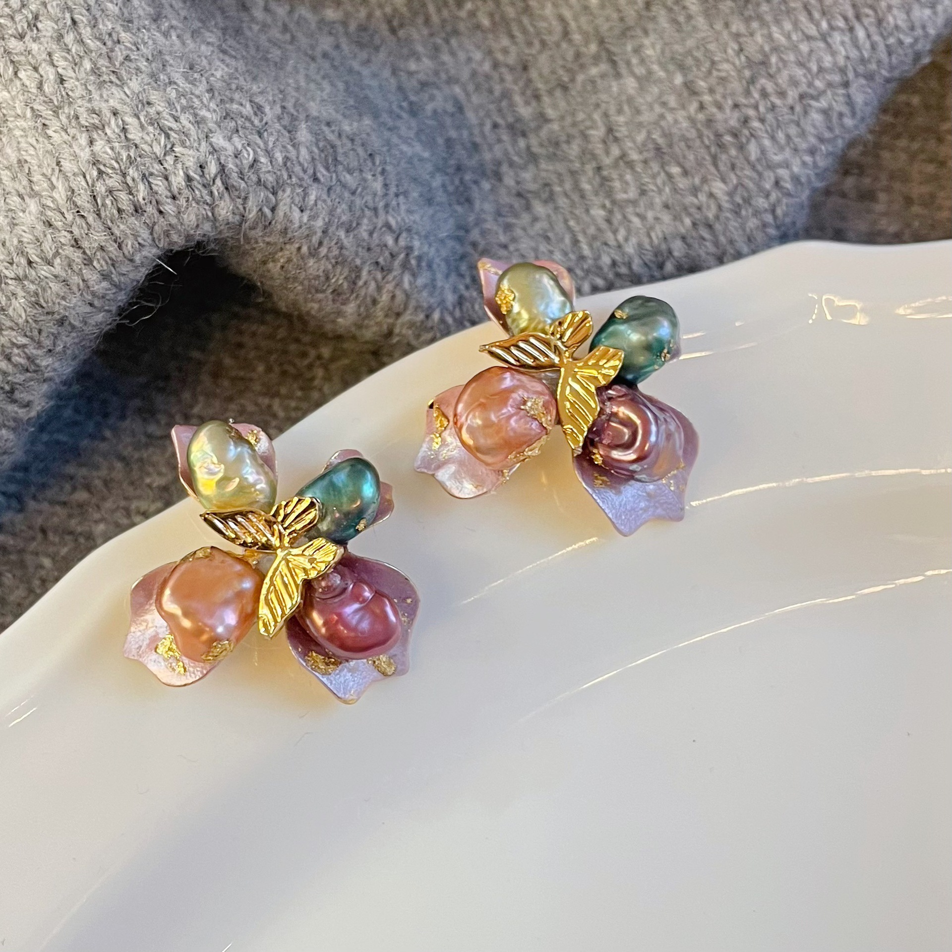 [freshwater pearl + s925 silver needle]: nl08499e