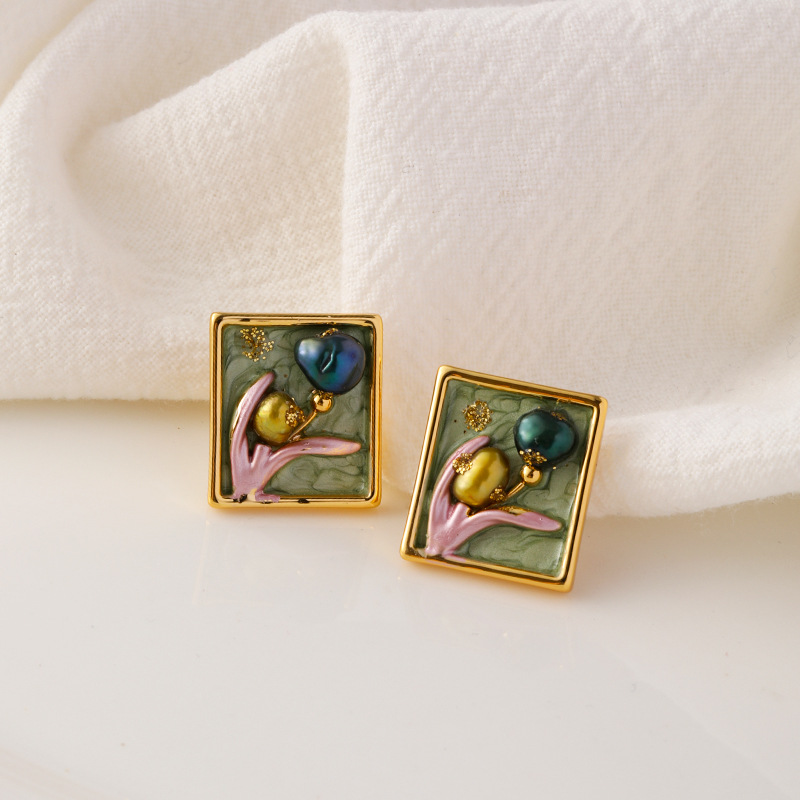 [s925 silver needle + copper plated 18k real gold + freshwater pearl]: nl08511e