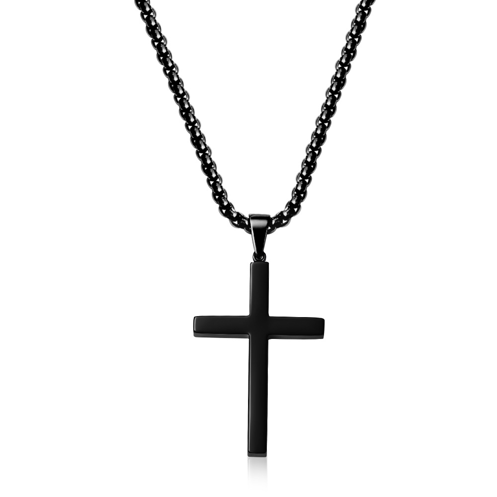Polished full gloss cross necklace black