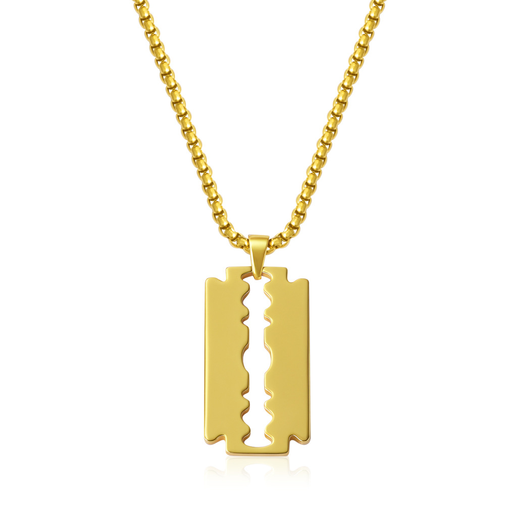 Polished full blade pendant necklace gold