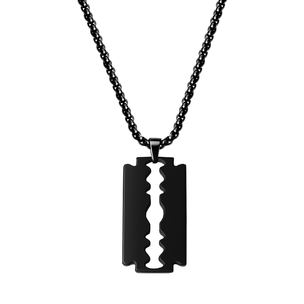 Polished blade pendant necklace black