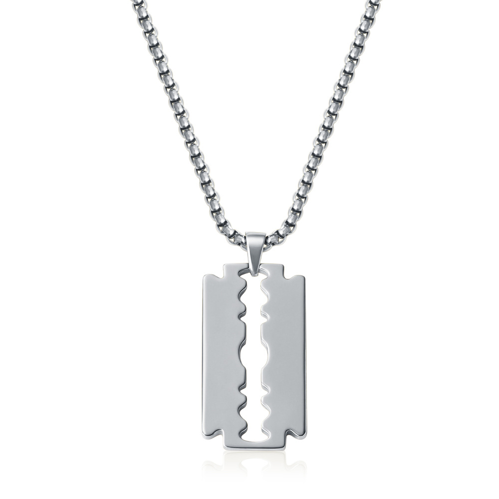 Polished blade pendant necklace steel color