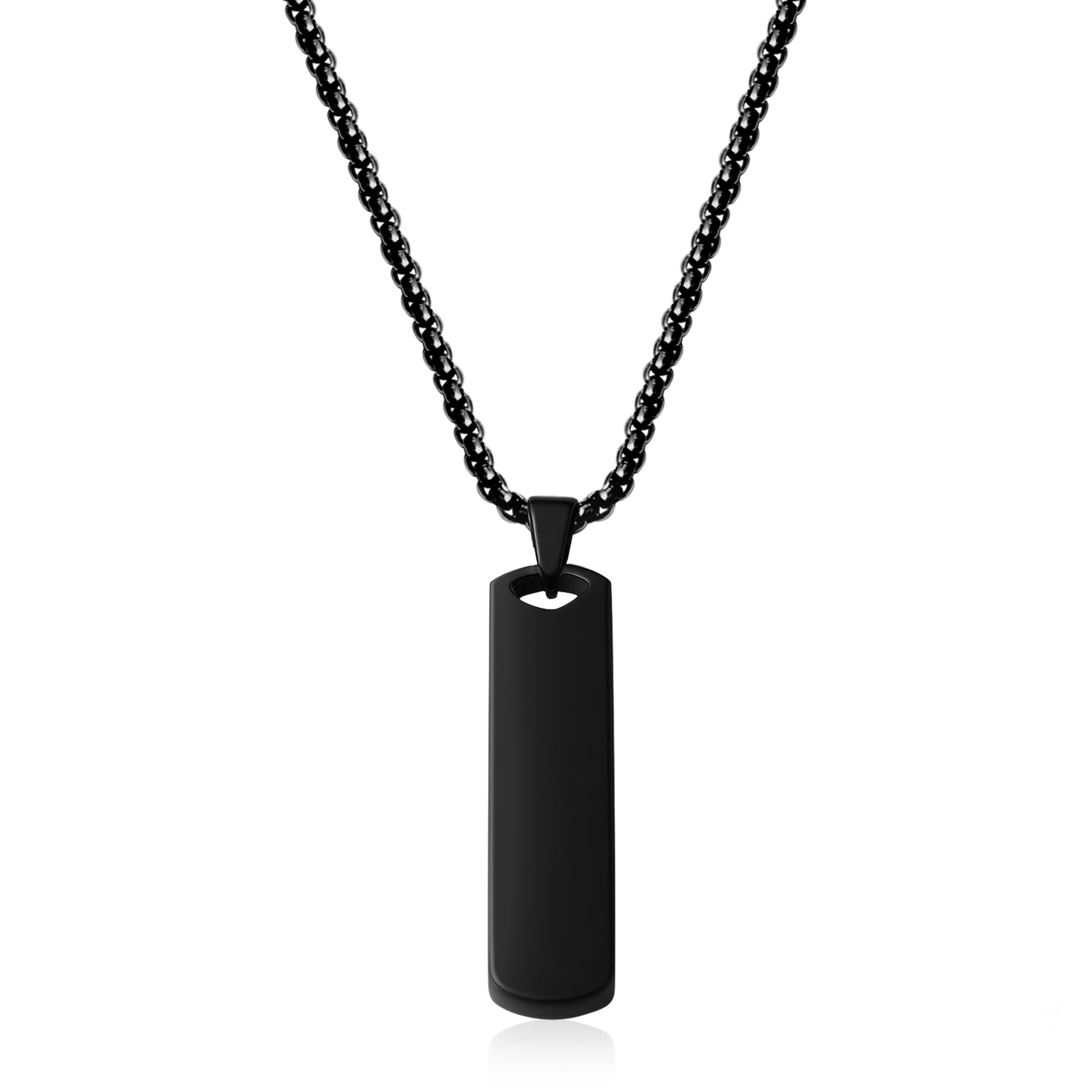 Polished full-gloss square pendant necklace black
