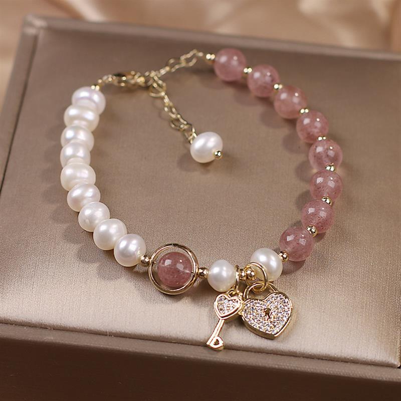 Light gray strawberry Crystal Love Lock