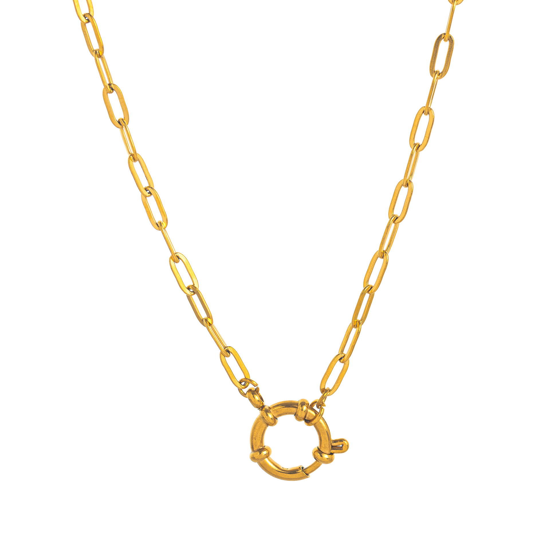 40cm with 5cm extender chain/3*8mm paper clip chain live ring