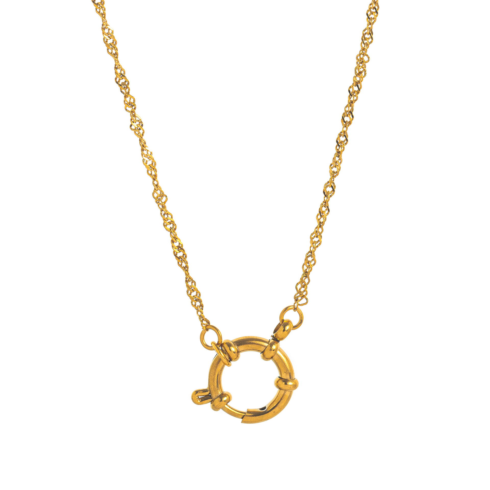 45cm with 5cm extender chain/2mm water wave chain live ring