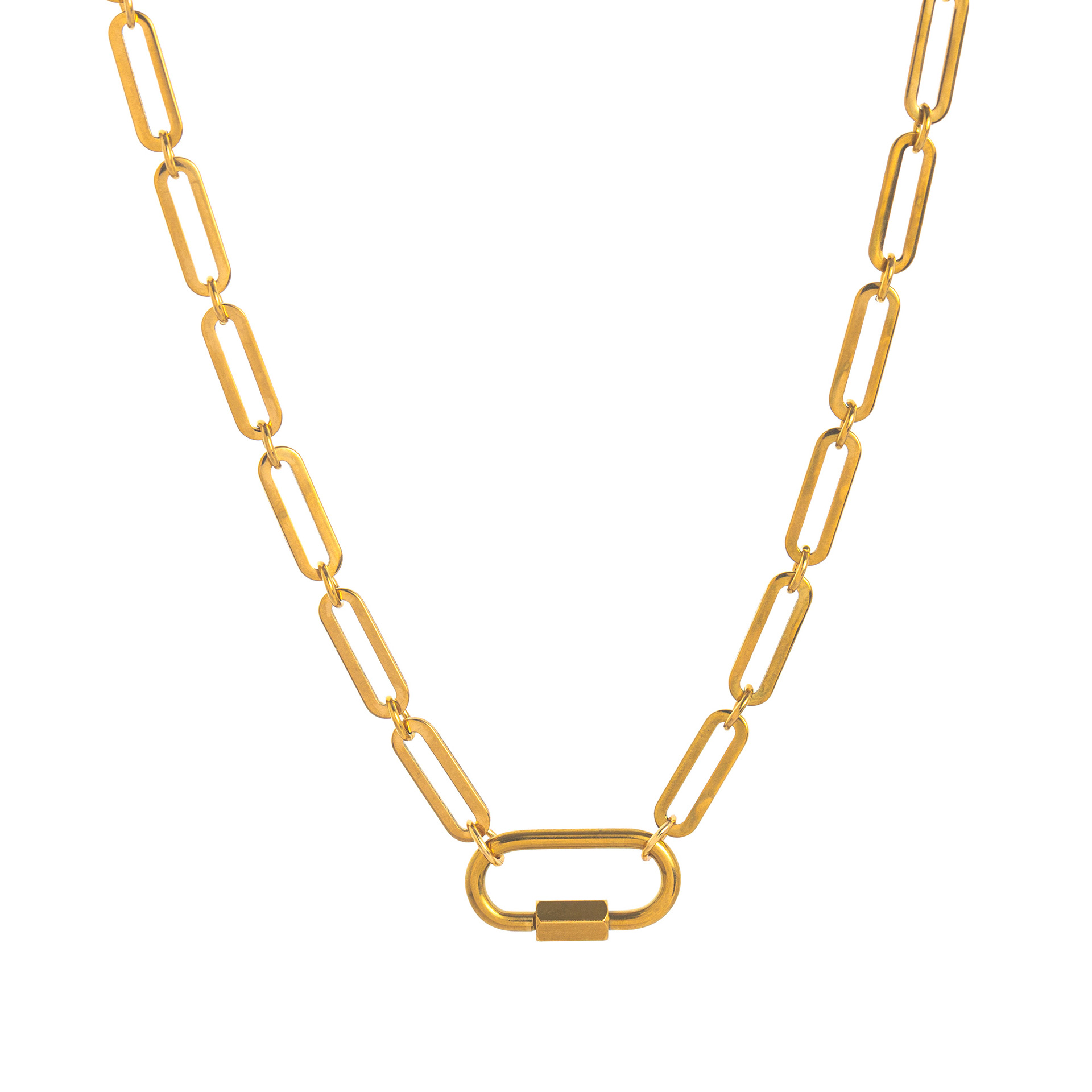 45cm with 5cm extender chain/5*12mm paper clip chain carabiner