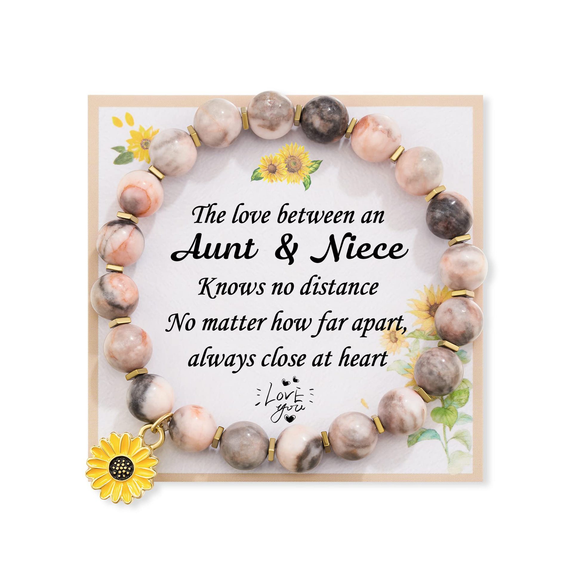 Pink Zebra Sunflower Pendant Ant and Niece Card