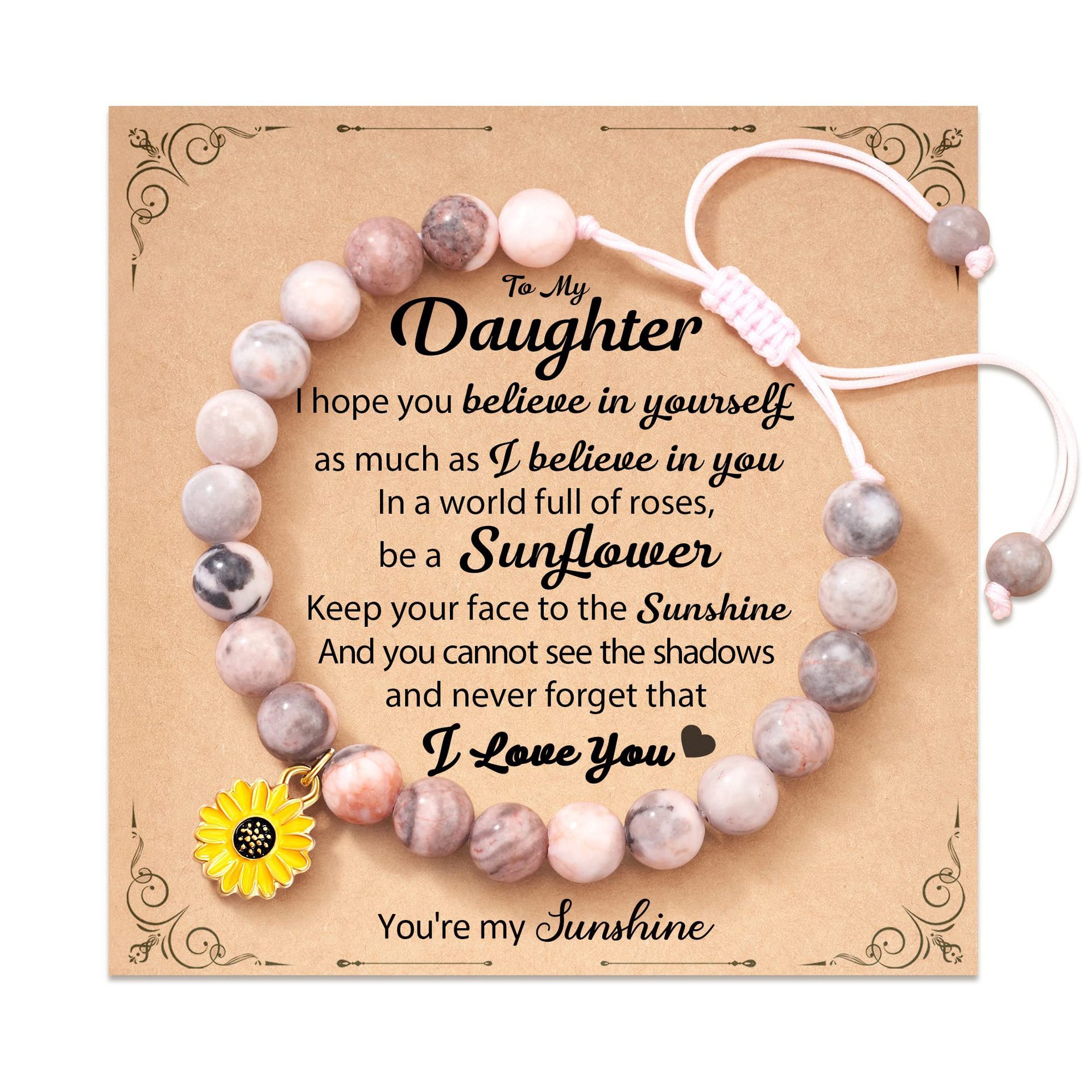 Pink Zebra Woven Sunflower Pendant Daughter Card