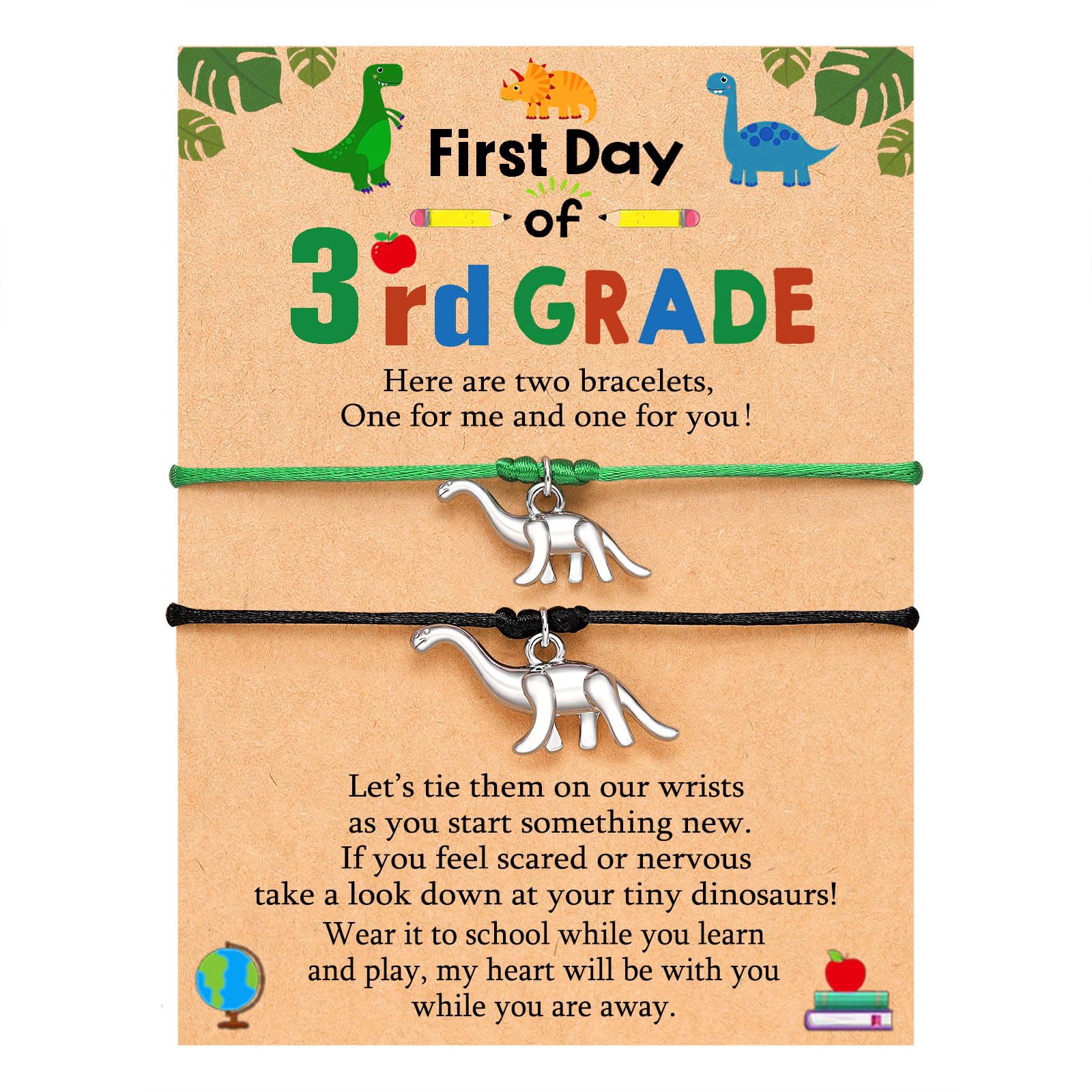 Dinosaur black and green rope bracelet   3rd grade card