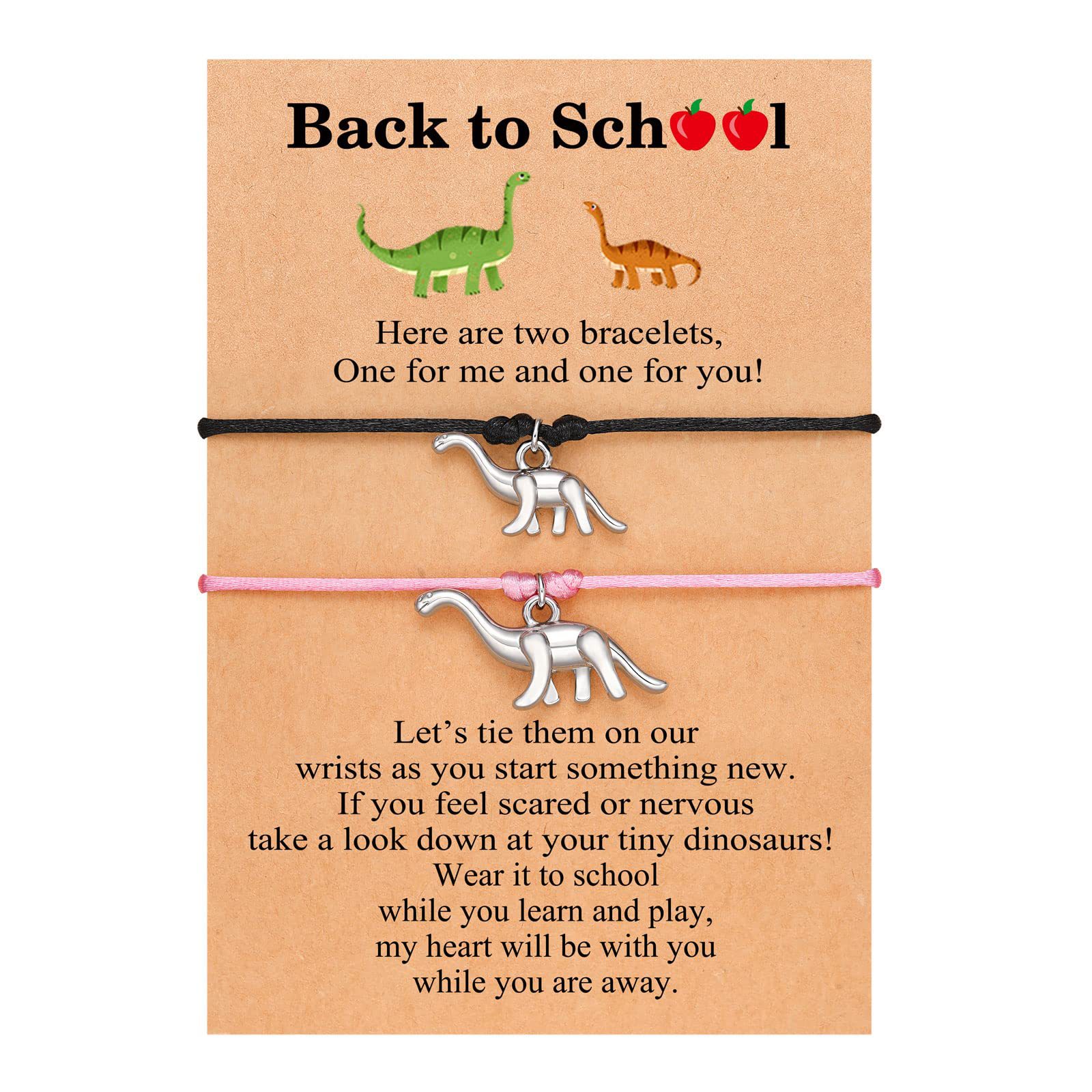 Dinosaur Black Pink rope bracelet   back to school card