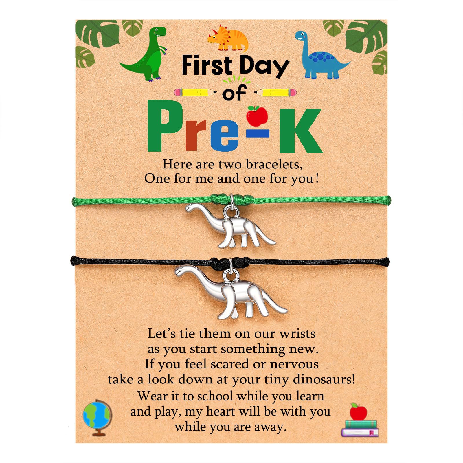 Dinosaur black and green rope bracelet   Pre-k card