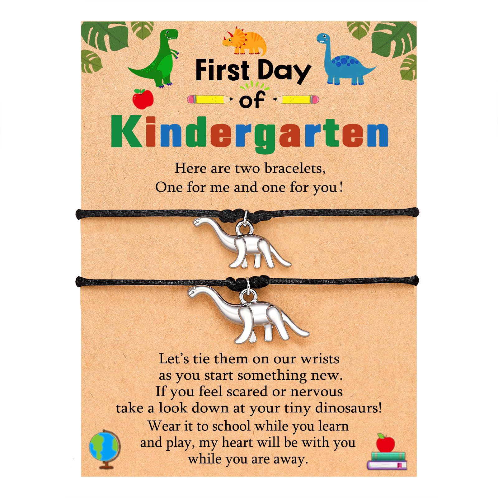 Dinosaur double black rope bracelet   kindergaten card