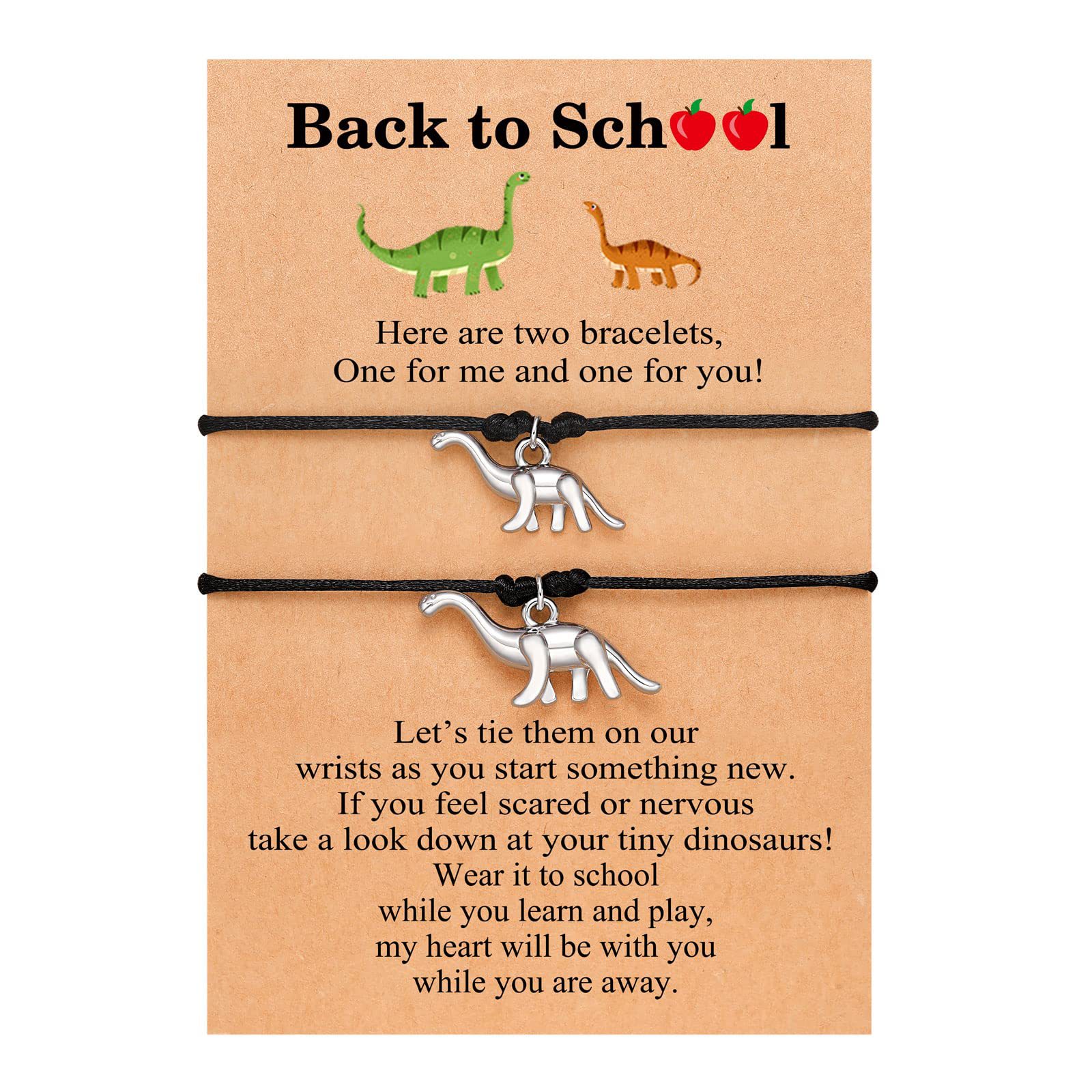 Dinosaur double black rope bracelet   back to school card
