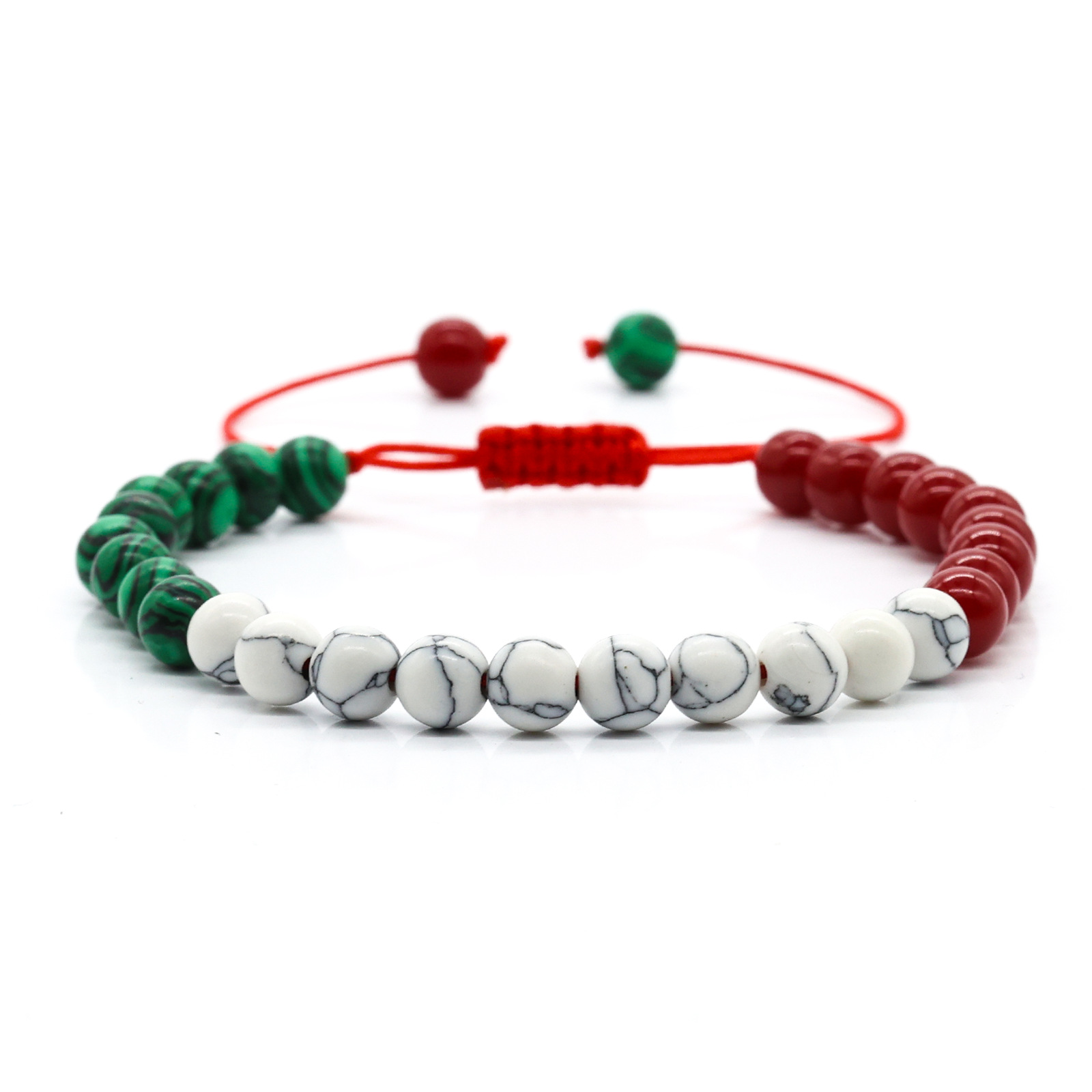 White turquoise   malachite   carnelian   braid