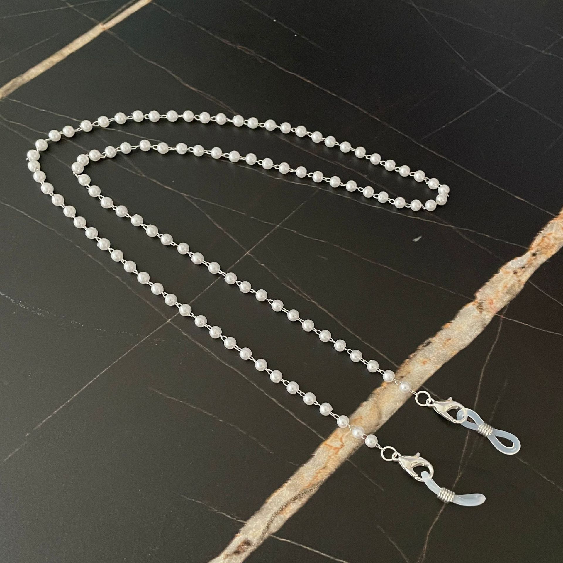 white pearl silver chain