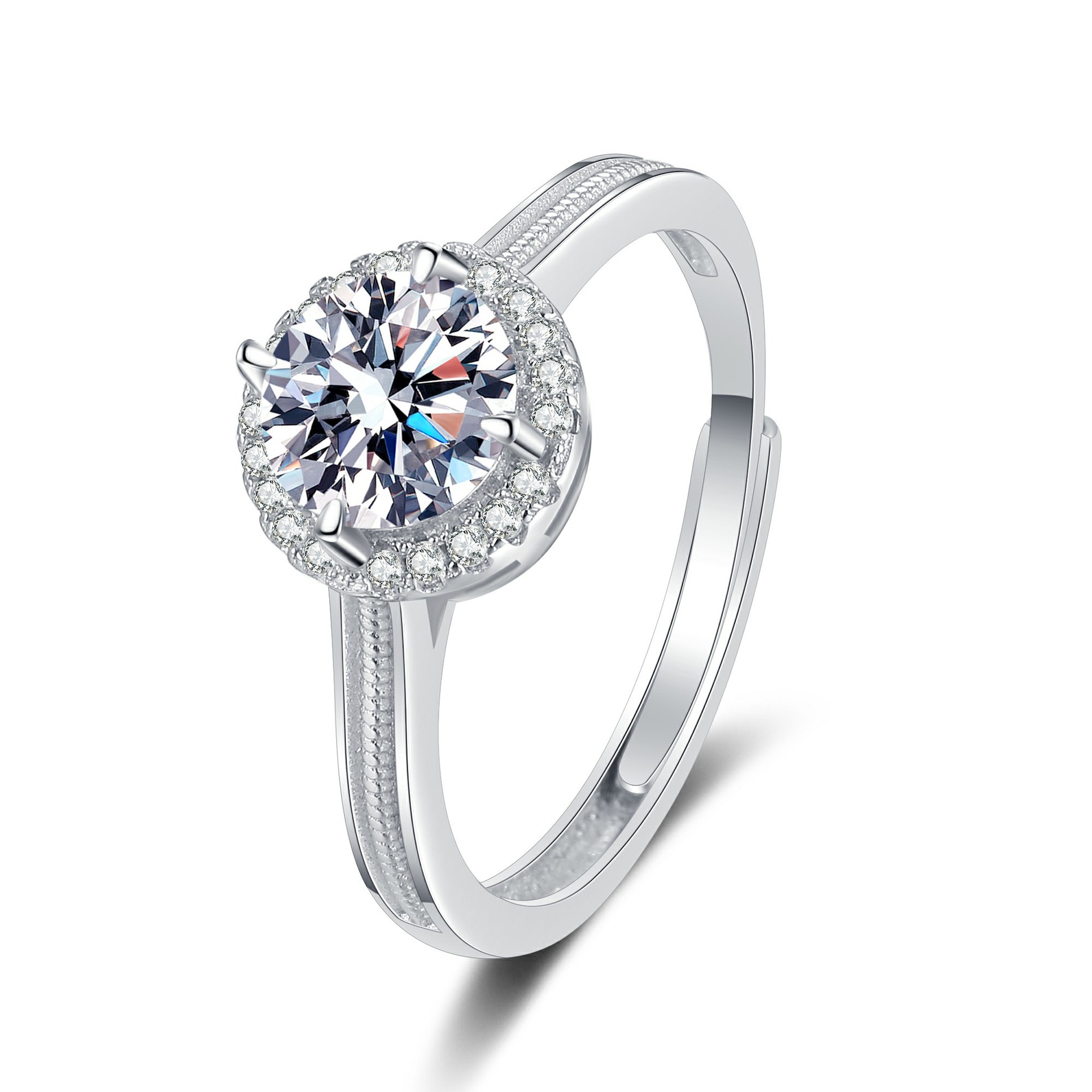 Beads round ring (white diamond)