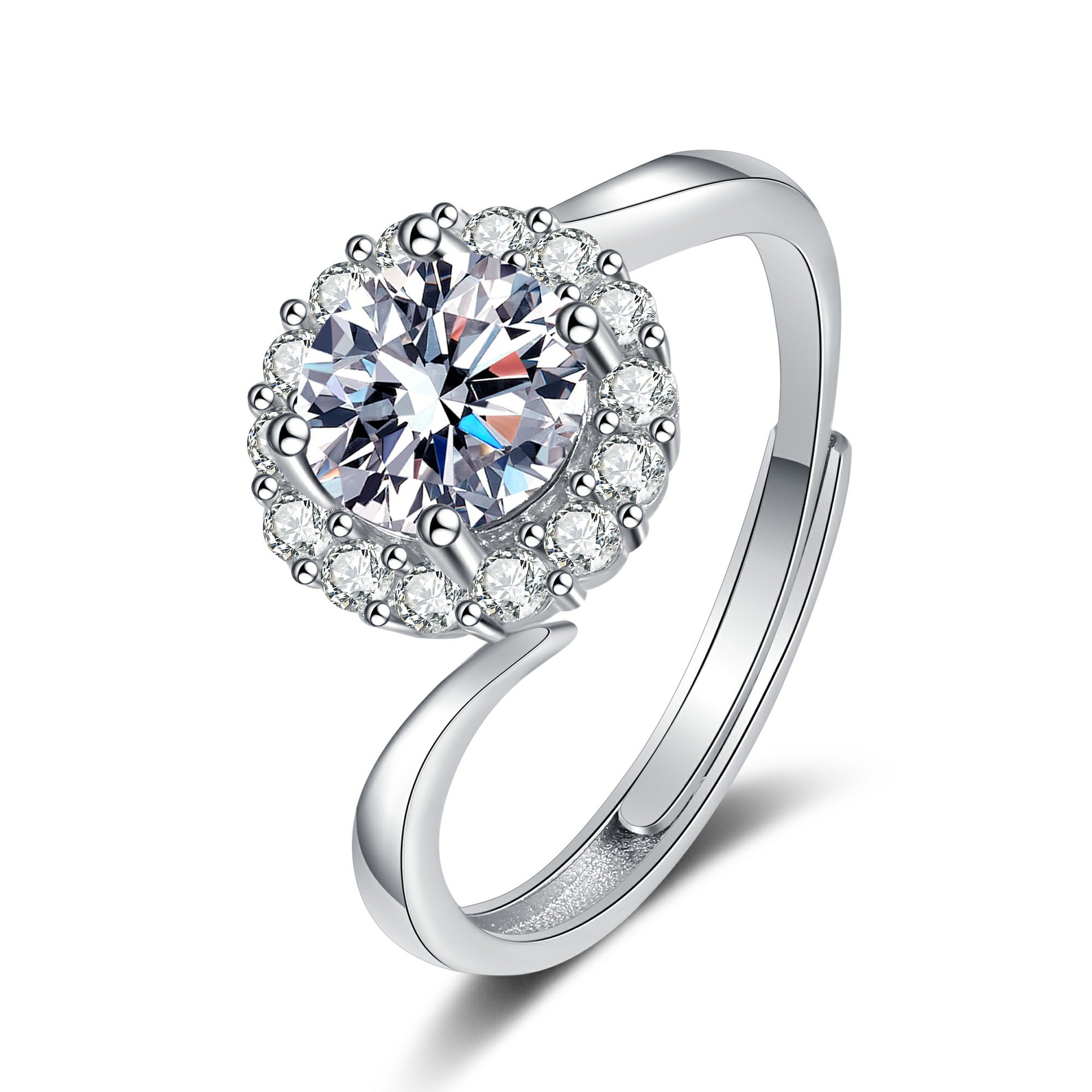 Torsion arm round ring (white diamond)