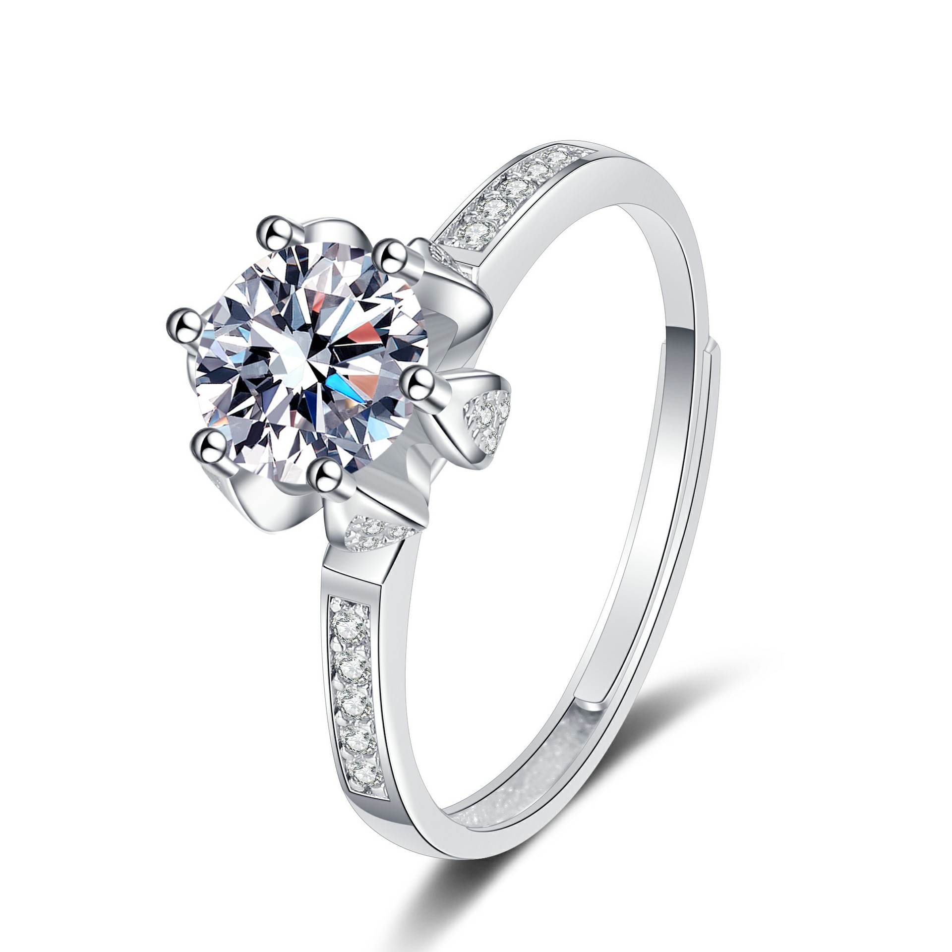 Straight arm holding flower ring (white diamond)