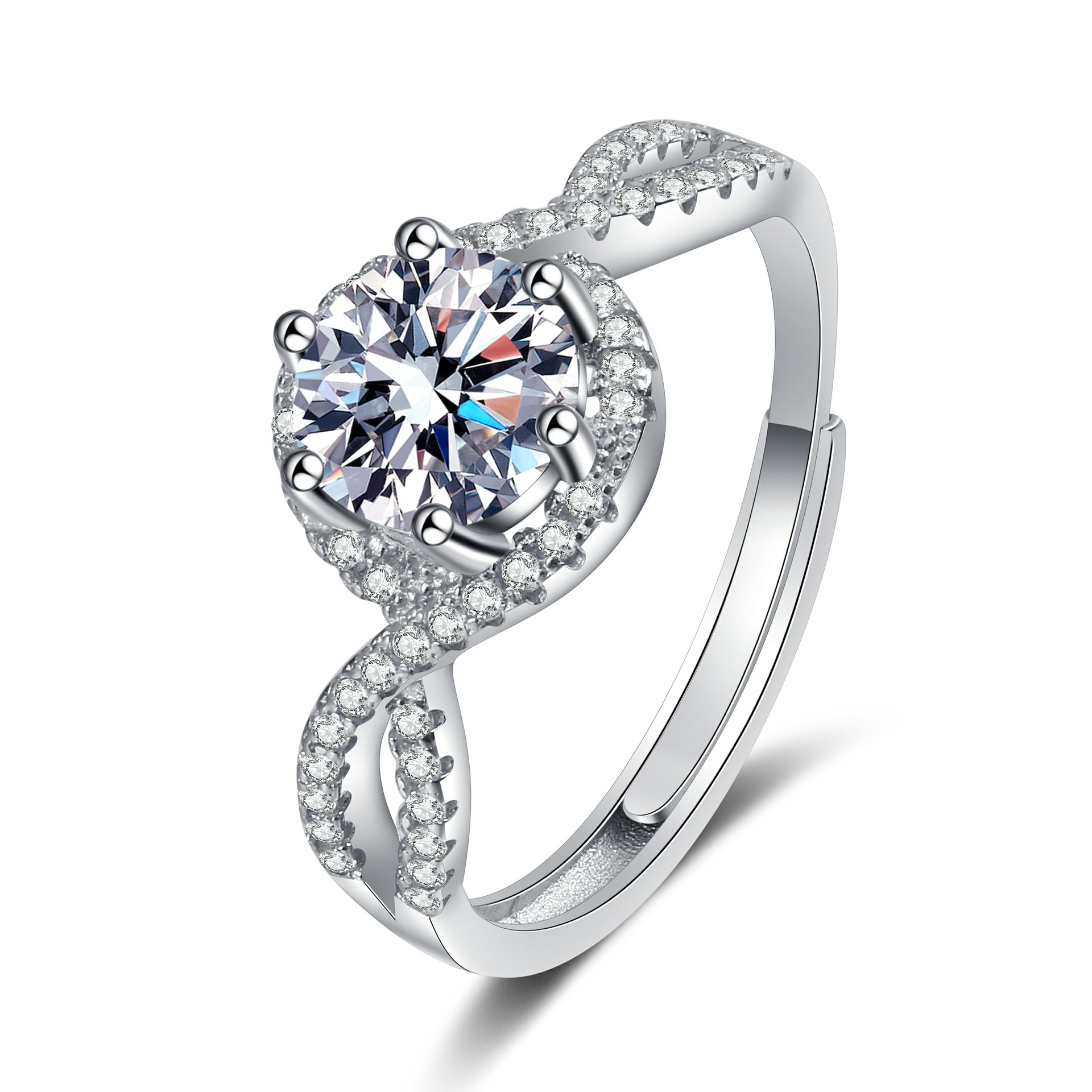 8 word round ring (white diamond)