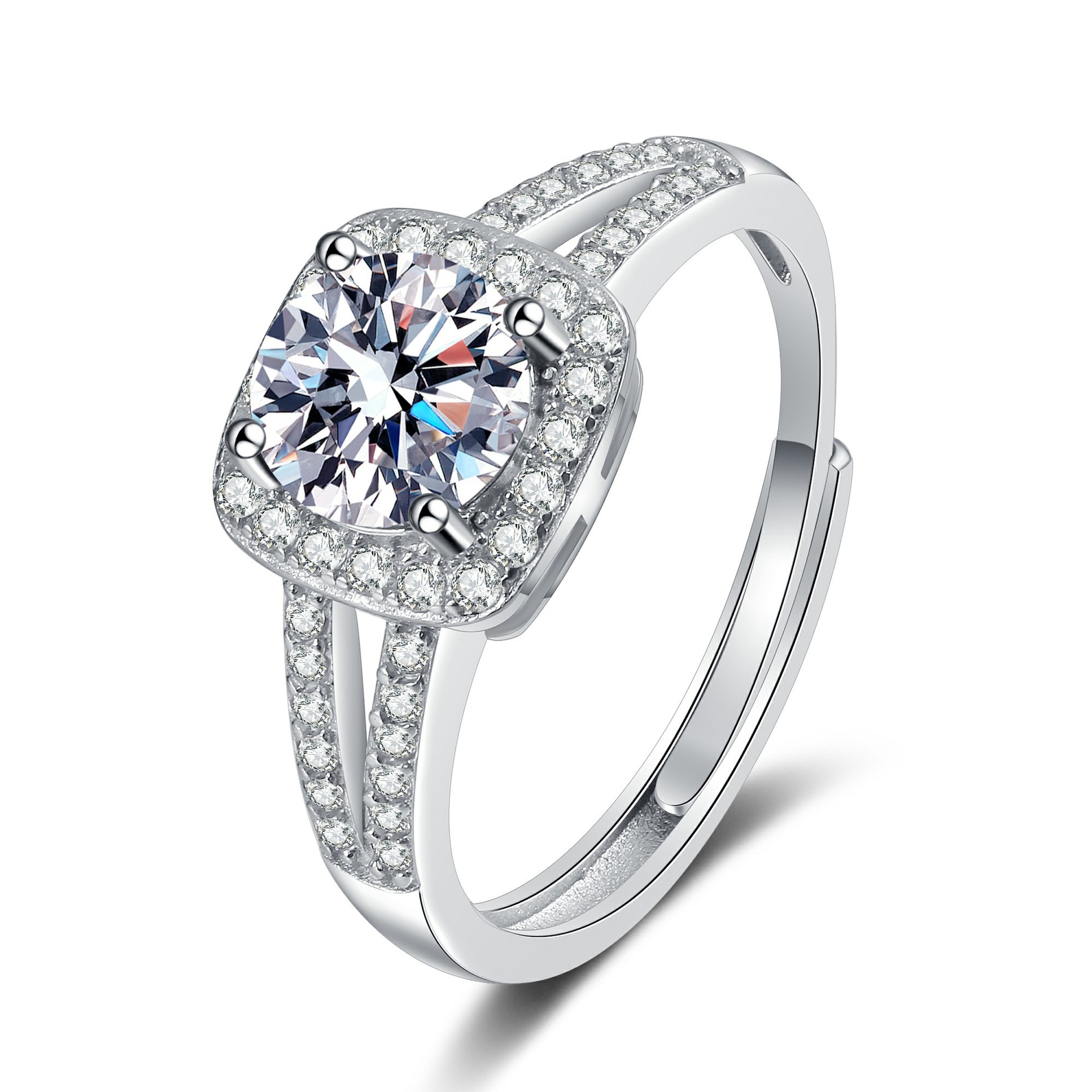 Double row square ring (white diamond)