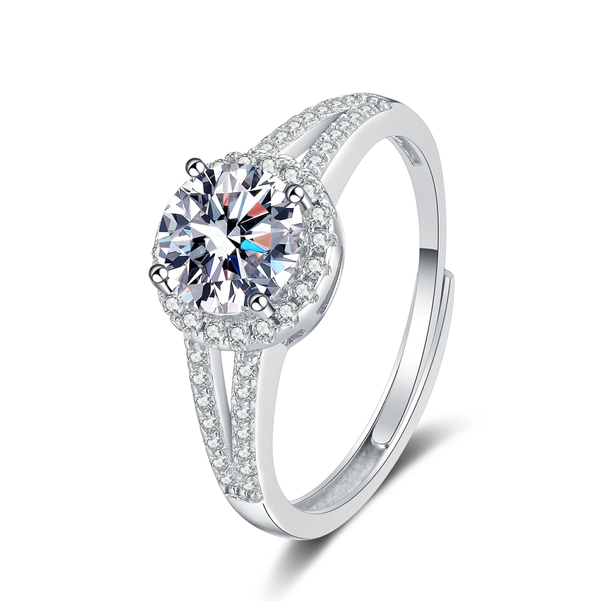 Double-row round ring (white diamond)