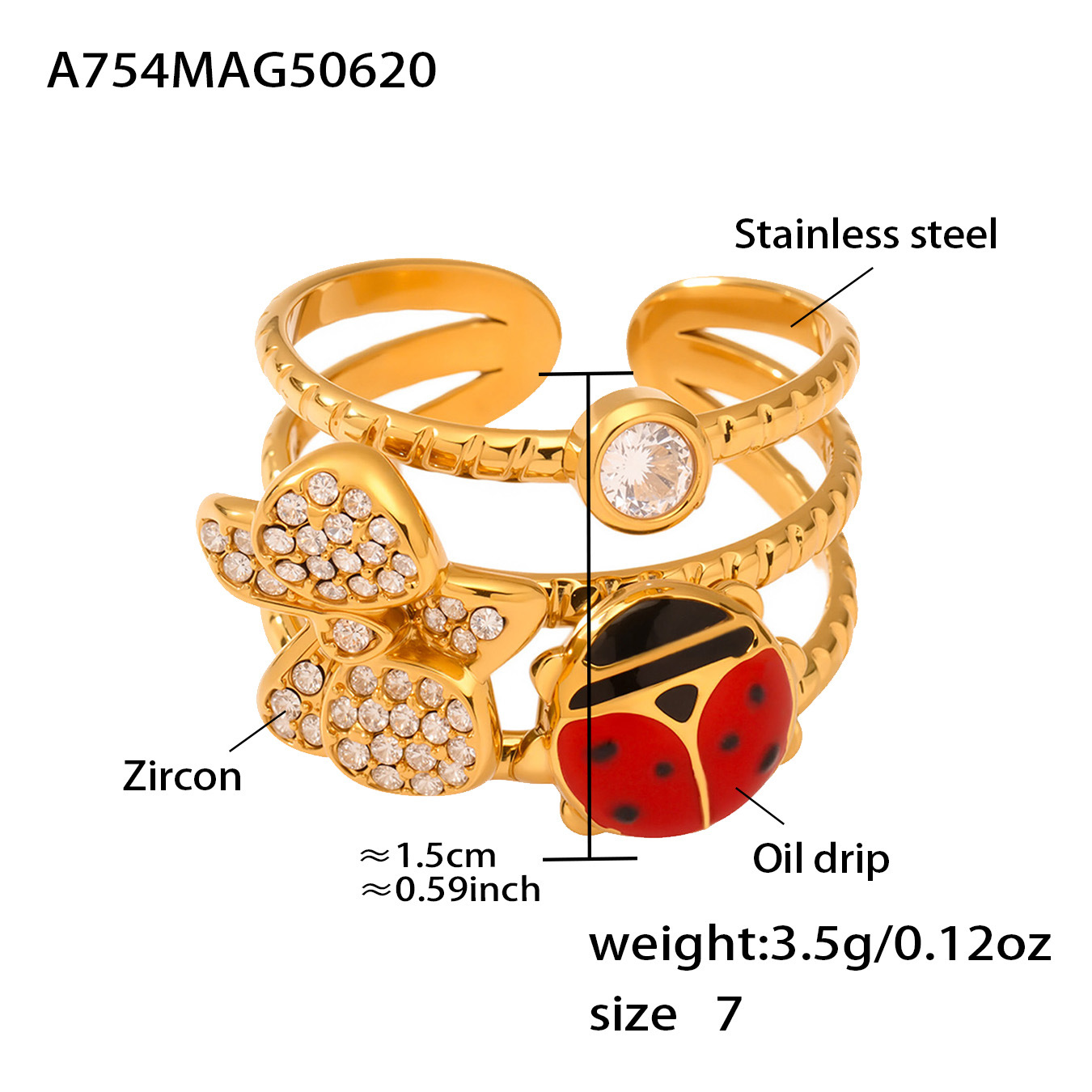 A754-gold insect ring