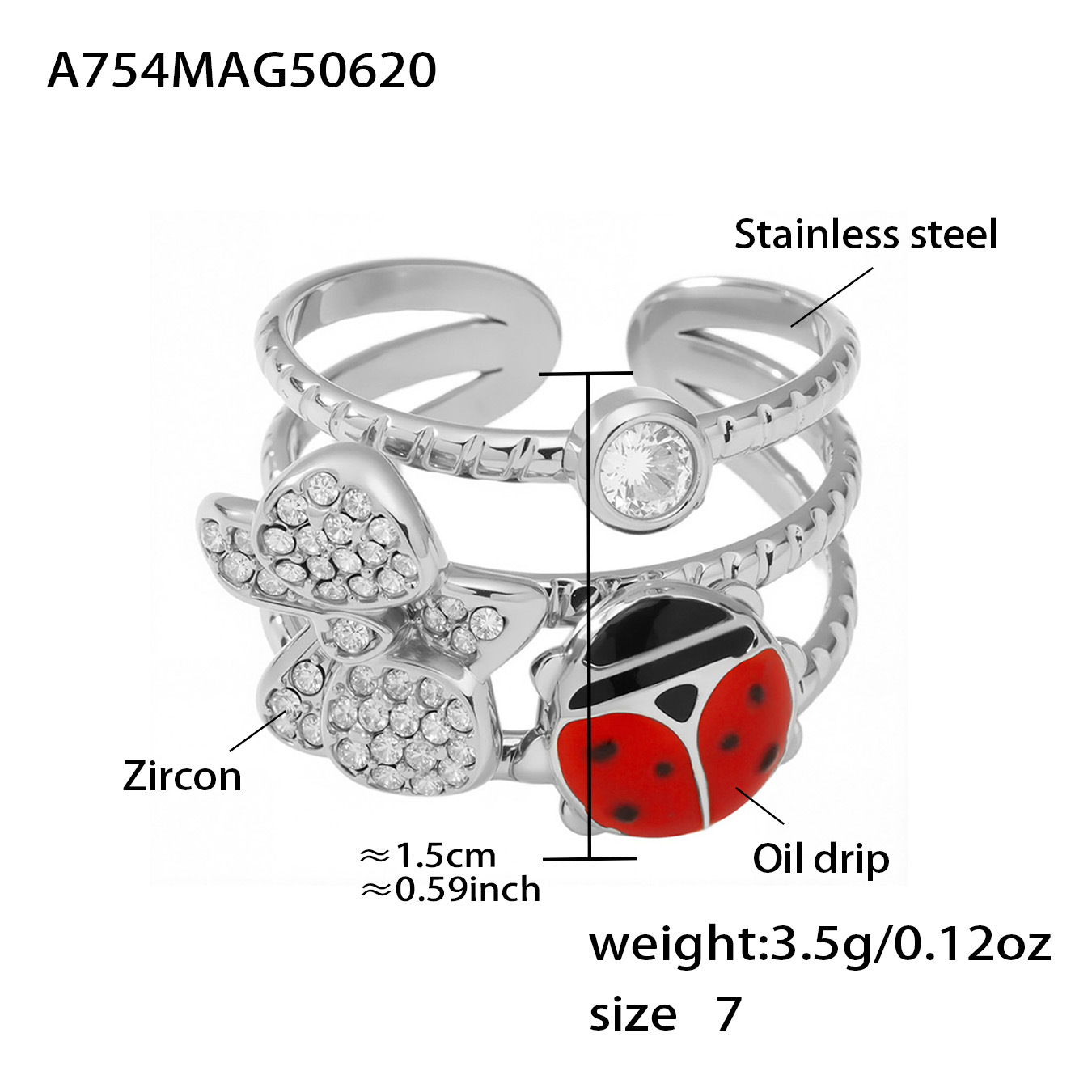A754-steel color insect ring