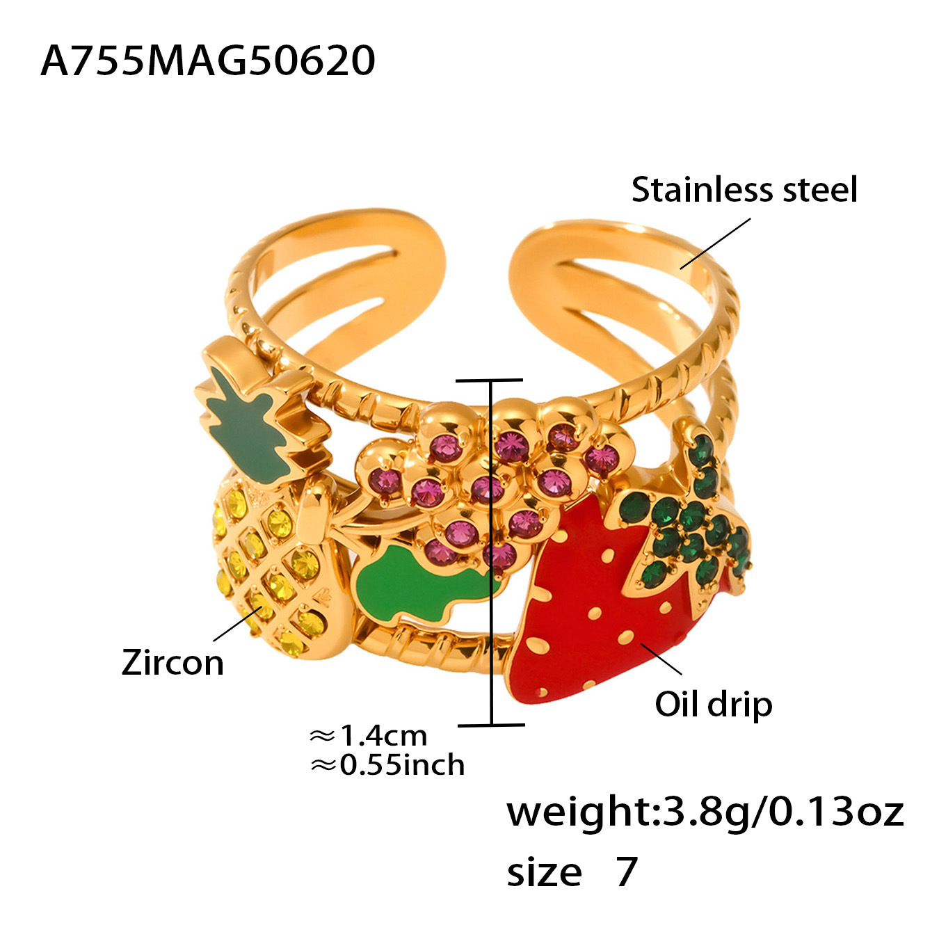 A755-gold strawberry ring 1