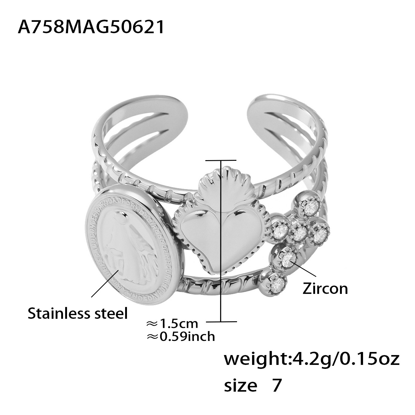 A758-steel color love ring