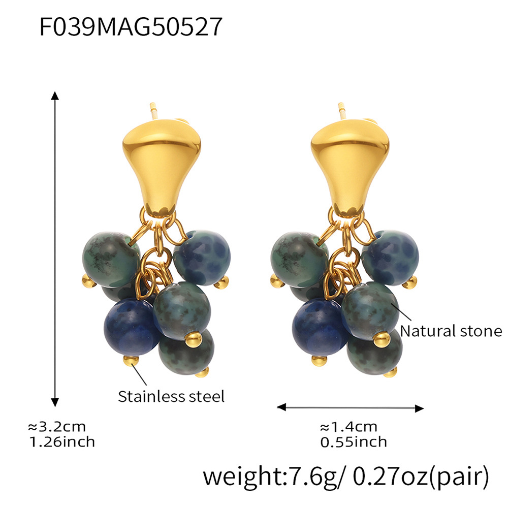 F039-gold natural stone earrings