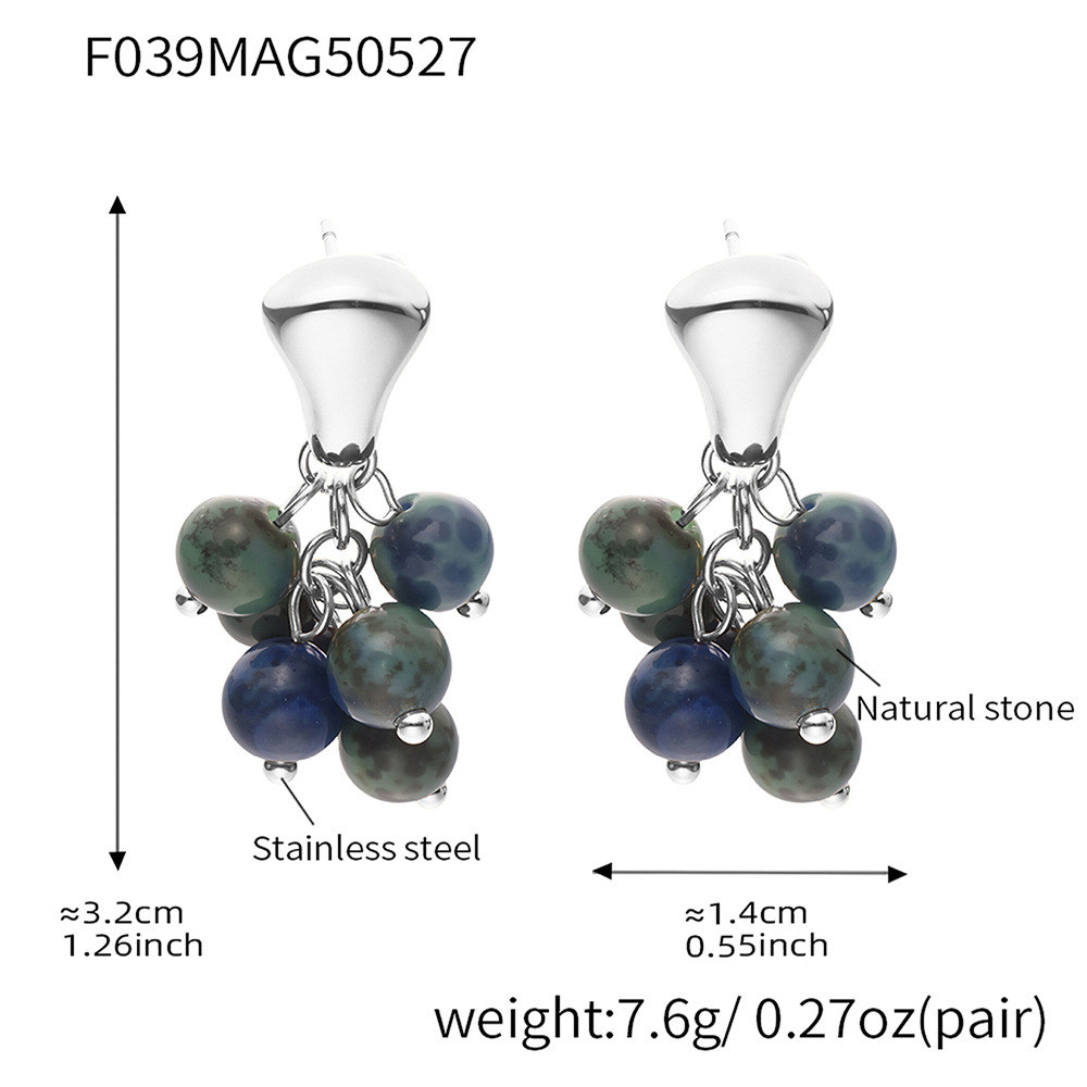 F039-steel color natural stone earrings